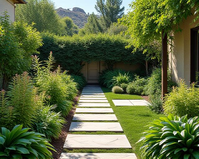 Prelepo uređeno dvorište sa biljkama i stazama