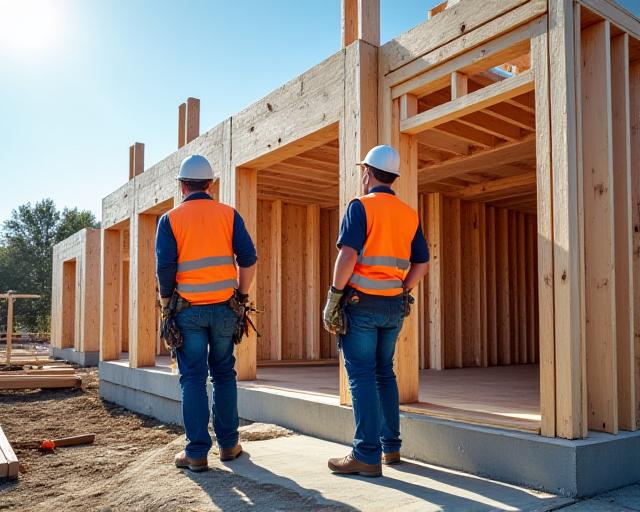 Radnici na gradilištu grade kuću